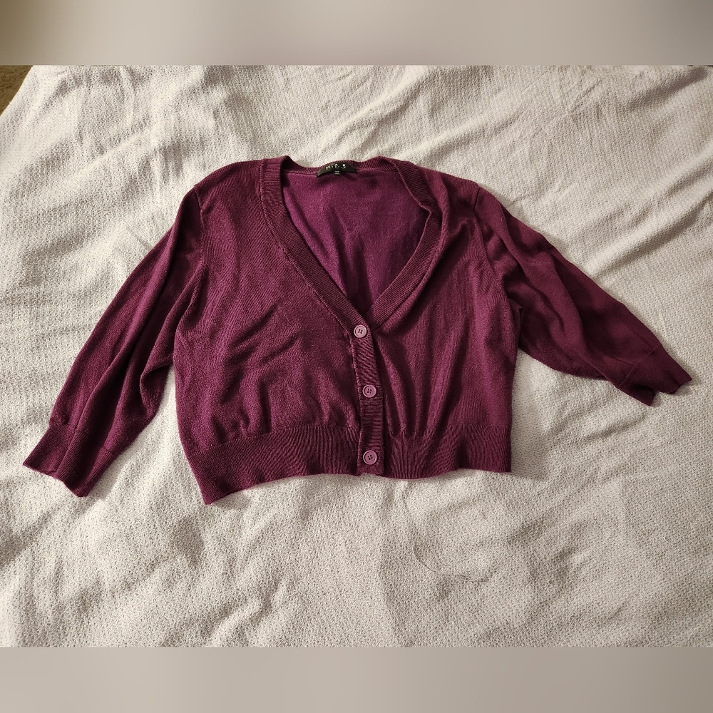 Purple cropped cardigan